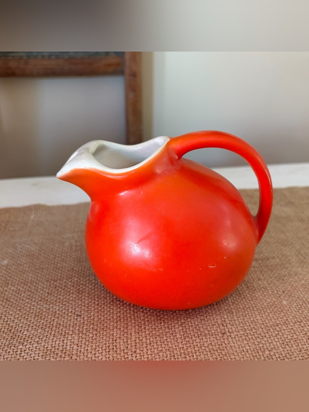 Vintage Hall Red Ball Pitcher Creamer❤️